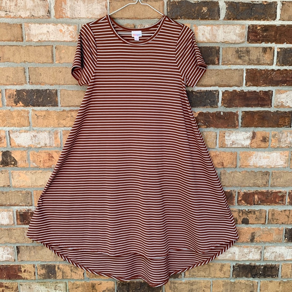 LuLaRoe striped brick color maxi high low dress